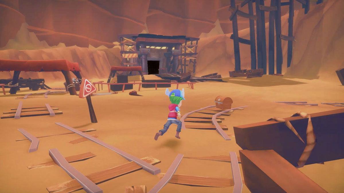 My Time At Portia Screenshot Showing the main male character running through a minefield